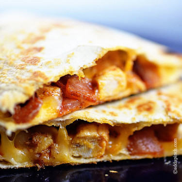 a bacon and cheese quesadilla
