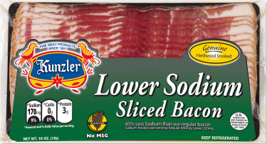Kunzler lower sodium sliced bacon