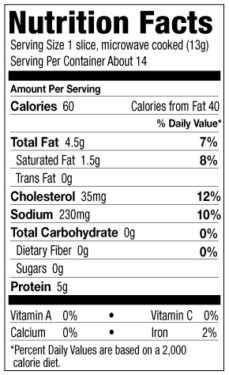 Honey Cured Bacon Nutrition Facts