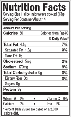 Kunzler lower sodium sliced bacon nutrition facts