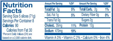 a nutrition label for Kunzler's lunch meat