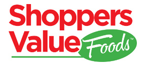a logo of a business named Shoppers Value Foods