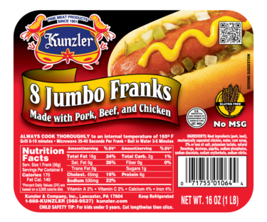 Jumbo Meat Franks packaging